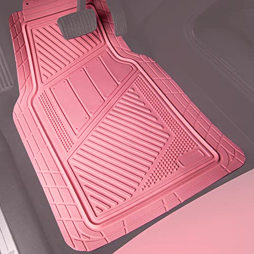 CAR PASS Heavy Duty Rubber Floor Mats 4-Piece,Pink Car Mats Full Sets Anti-Slip,Waterproof Universal Trim-to-Fit for Car SUV Truck, Durable All Weather Automotive Car Mats for Women,Girly(All Pink) - color: All Pink