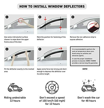 Chrome Window Deflector Set of 4-Pieces - Car Trim Side Vent Shades - Air/Rain Guards Ventvisor Compatible with Hummer H3 2005-2010