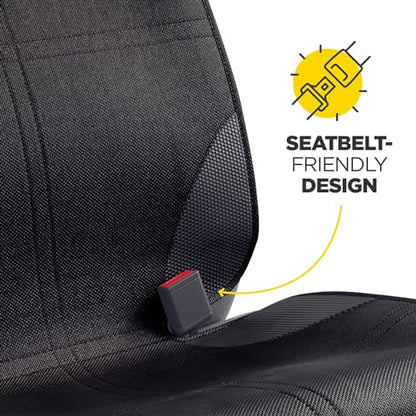 lebogner Car Seat Protector for Baby and Child – Non-Slip, Thick Padded Cover with 2 Mesh Pockets – 1 Pack - color: Black - 2 Pocket