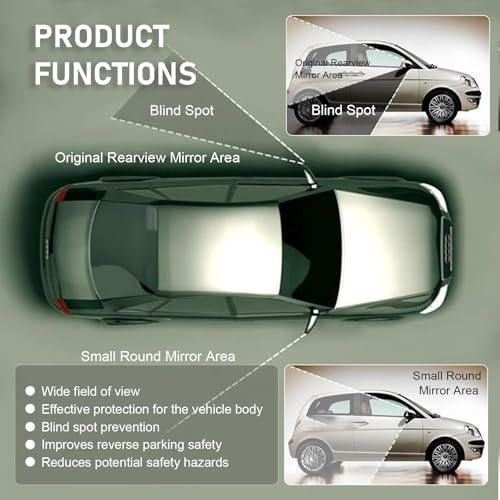 2 PCS Car Blind Spot Mirror, 360 Degree Large Viewing Angle Round Mirror, 2" HD Glass Convex, Universal for Cars SUV and Trucks (Silver) - color: Silver