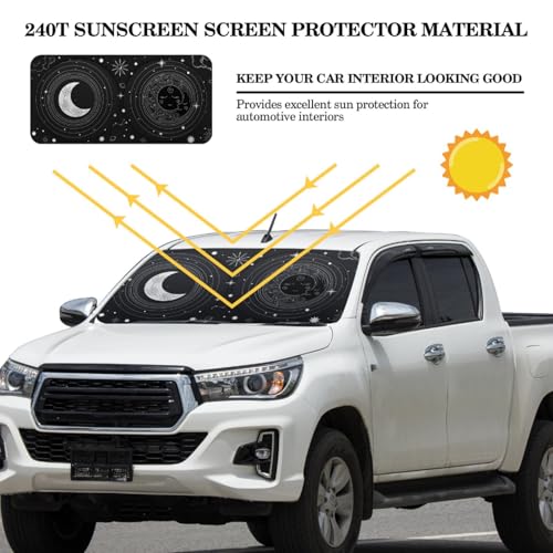 Windshield Sun Shade Foldable Car Front Window Covers for Car Accessories Sun Heat UV Rays Visor Protector Protection for Universal Cars SUV Truck (Sun Moon) - style: Sun Moon