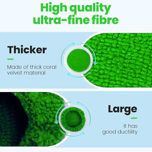Car Windshield Cleaner Tool Bonnets,Microfiber Cleaning Cloth for Windshield Cleaning Tool,Interior Auto Window Cleaner Washing Pads Replaceable Fit 6.5” Plate-Green