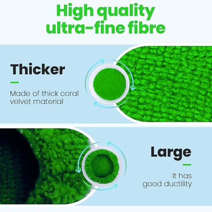 Car Windshield Cleaner Tool Bonnets,Microfiber Cleaning Cloth for Windshield Cleaning Tool,Interior Auto Window Cleaner Washing Pads Replaceable Fit 6.5” Plate-Green