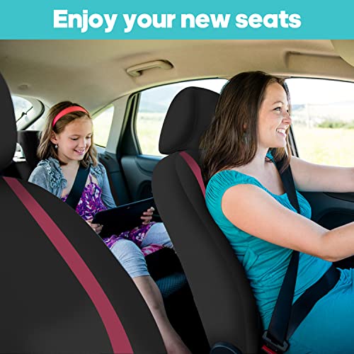 FH Group Unique Flat Cloth Full Sets Car Seat Cover w. Detachable Headrests and Solid Bench Burgundy/Black - color: Burgundy, size: Full Set