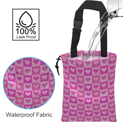Car Trash Bag Hanging Pink Love Car Trash Can Waterproof Garbage Bag Hanging for Car Back Seat with Adjustable Straps and Drawstring for Car Accessories Vehicle Travelling - color: Pink Love