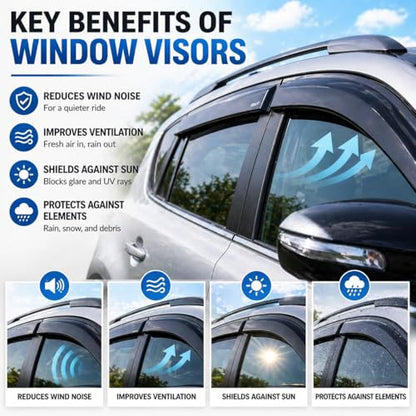 2023-2026 Tape-On Rain Guards for Honda HR-V Side Window Visor Deflectors LX EX-L Sport Smoke Tinted HRV Vent Shade Protectors 2024 2025 - size: For Honda Hr-v 2023-2026