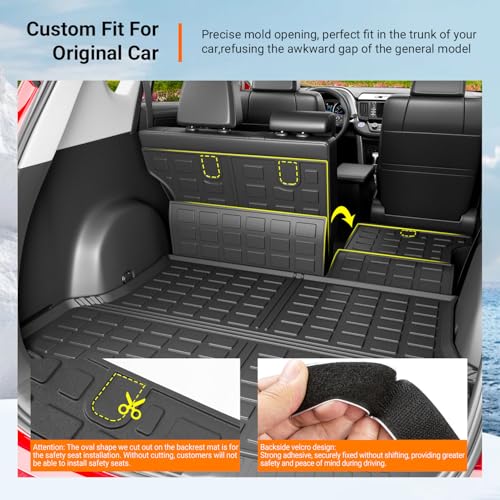 powoq Cargo Mat Compatible with 2013 2014 2015 2016 2017 2018 Toyota RAV4 Cargo Liner Backrest Mat TPE All Weather Replacement for Toyota RAV4 Accessories (Trunk Mat+Backrest Mats) - size: Compatible With Toyota Rav4 | 2013-2018