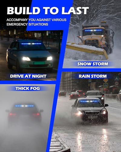 HLauto 604N Emergency Dash Strobe Lights: 2x16.8 inch Blue Security Light w/Take Down, 48 LED Safety Flashing Warning Hazard Interior Windshield Light Bar for Trucks Vehicles - color: #12 Blue