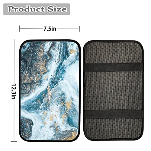 Dreaweet Blue Marble Print Armrest Cover for Car Truck,Soft Comfortable Car Center Armrest Cover Universal Center Console Cover Replacement - color: Blue Marble Print