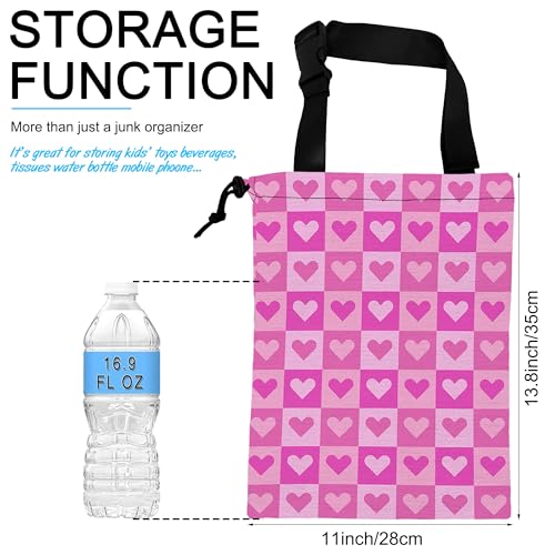 Car Trash Bag Hanging Pink Love Car Trash Can Waterproof Garbage Bag Hanging for Car Back Seat with Adjustable Straps and Drawstring for Car Accessories Vehicle Travelling - color: Pink Love