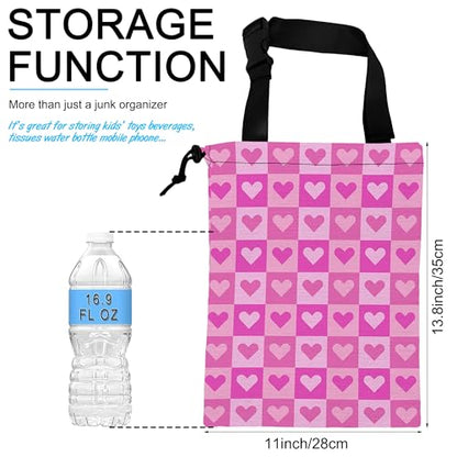Car Trash Bag Hanging Pink Love Car Trash Can Waterproof Garbage Bag Hanging for Car Back Seat with Adjustable Straps and Drawstring for Car Accessories Vehicle Travelling - color: Pink Love