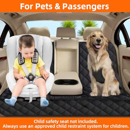Bark Lover Dog Car Seat Cover for Back Seat, Upgraded Thickened Matte Fabric, Waterproof Backseat Protector, Non-Slip Rear Seat Cover for Dogs & Kids, Armrest Compatible, Fits Most Cars SUVs & Trucks - color: Black2-DZ
