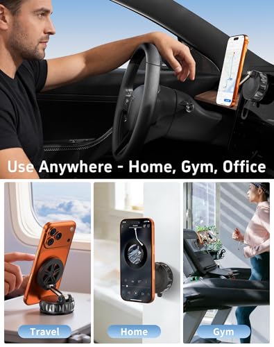 2026 Upgraded Car Phone Holder for Magsafe [125+ LB Strongest Suction & 3000gf Strongest Magnetic] 360° Adjustable Car Phone Mount, Phone Holders for Your Car for iPhone 17 Pro Max 16 15 14 13 12 Plus