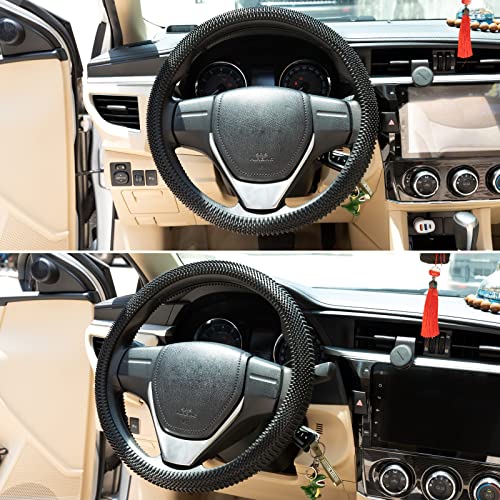 Steering Wheel Cover Black - Massage Grip Silicone Steering Wheel Covers Anti-Slip Universal Car Steering Wheel Cover for Men Women Driving Fatigue Relieving Fits 14-15 Inch