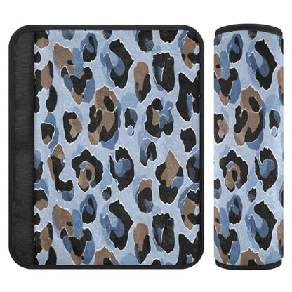 Bolaz Light Blue Leopard Cheetah Car Seat Strap Pads Seatbelt Covers Cushion Shoulder Strap Pads for Adults Soft 2Pcs - color: Light Blue Leopard cheetah, size: Medium