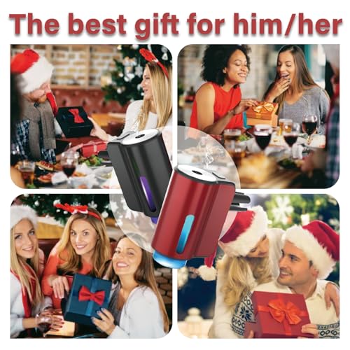 Smart Car Air Freshener,3 Levels Adjustable Strength, Rechargeable Aroma Diffuser, Built-in 220mAh, with 10pcs Aromatherapy Oil, Valentines Gifts for Women Men, Black & Red - color: Black and Red