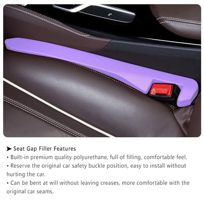 Junecarp Car Seat Gap Filler 2 Pack,Car Gap Filler Organizer to Impede Items from Dropping,Essential Interior Car Accessories Seat Gap Plug (Purple) - color: Purple/2pcs