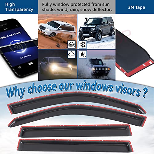 Set of 4 Front+Rear Smoke Sun/Rain Guard Outside Mount Tape-On Acrylic Window Visors Compatible with 03-08 Pilot - size: for 2003-2008 Honda Pilot
