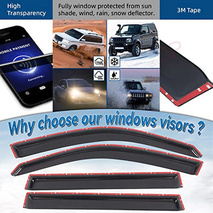 Set of 4 Front+Rear Smoke Sun/Rain Guard Outside Mount Tape-On Acrylic Window Visors Compatible with 03-08 Pilot - size: for 2003-2008 Honda Pilot