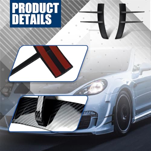 2PCS Car Spoiler Canards Kit, Front Bumper Splitter, Fender Side Vents Stickers Soft Fins Spoiler Kit, Universal Auto Accessories Decoration Strip for Car Body Hood Side Wing (Carbon Fiber) - size: Carbon Fiber