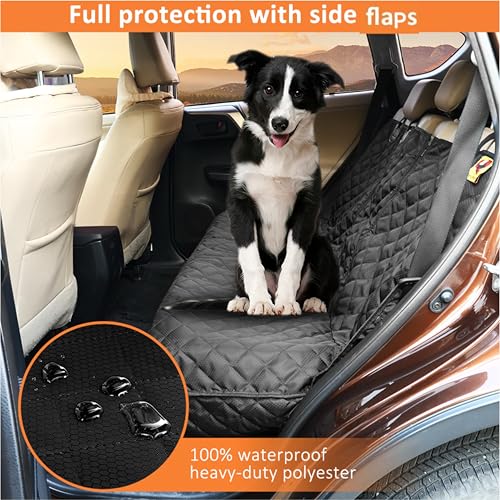 Bark Lover Dog Car Seat Cover for Back Seat, Upgraded Thickened Matte Fabric, Waterproof Backseat Protector, Non-Slip Rear Seat Cover for Dogs & Kids, Armrest Compatible, Fits Most Cars SUVs & Trucks - color: Black2-DZ