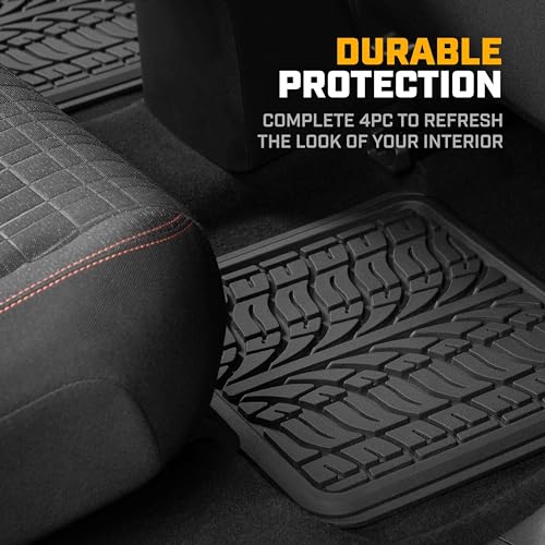 Cat® ToughTread™ Front & Rear Full Set of Floor Mats for Cars - All-Weather Heavy-Duty Trimmable Universal Fit Rubber Mat Truck & Car Accessories - Automotive Floor Mats for SUVs Car Interior - style: ToughTread Tire