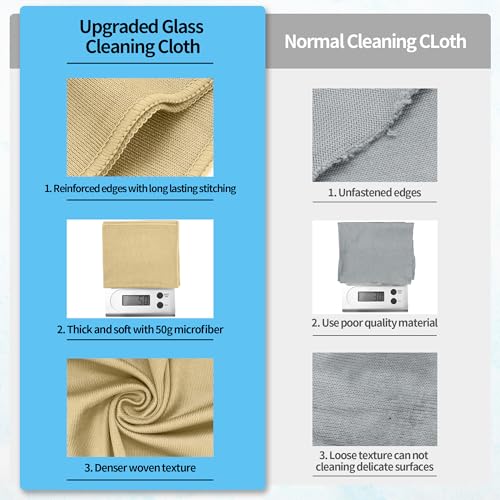 Microfiber Cleaning Cloth - 10 Pack Glasses Cleaning Cloth, 16" x 14" Window Cleaning Rags, Streak Free Lint Free Polishing Cloths Wipes for Eye Glass, Stainless Steel, Windshield, Beige - color: Beige, size: 10 Pk-16" X 14"