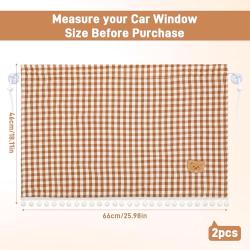Gilprop 2 Pcs Car Window Shades Suction Cups Double Layer Auto Sun Shade Car Side Window Covers for Family Privacy Protection Breastfeeding Taking a nap Camping 18.5" x 26"(Brown) - color: Brown