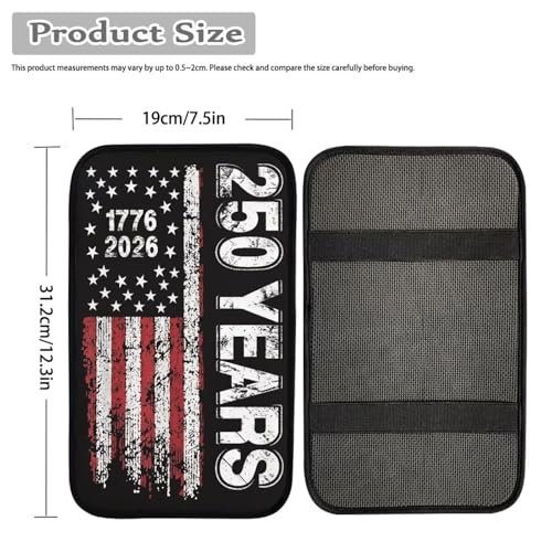 Dreaweet 250 Years American Flag Car Center Console Cover Patriotic Car Accessories Arm Rest Cover Middle Console Cushion Pad Anti-Scratch Universal Armrest Storage Box Mat - color: 250 Years American Flag