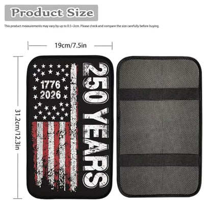Dreaweet 250 Years American Flag Car Center Console Cover Patriotic Car Accessories Arm Rest Cover Middle Console Cushion Pad Anti-Scratch Universal Armrest Storage Box Mat - color: 250 Years American Flag