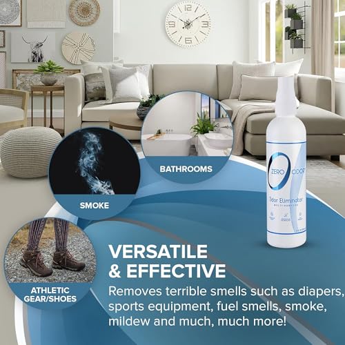 Zero Odor Multi-Purpose Odor Eliminator - Eliminate Air & Surface Odor – Patented Technology Best for Bathroom, Kitchen, Fabric, Closet- Smell Great Again, 8oz (Over 1000 Sprays) - size: 8 Fl Oz (Pack of 1)