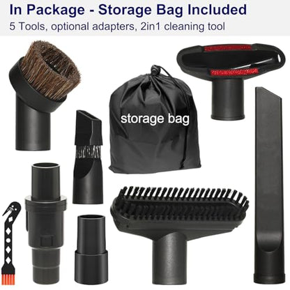 Portek Vacuum Attachments Compatible with Shark Navigator Lift-Away Deluxe Rotator Stratos DuoClean Corded Rocket Vac, Vacuum Accessories(Car Detailing Kit with Storage Bag)