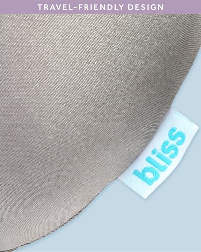 Bliss Neck Pillow Set - Lightweight U-Shaped Memory Foam Satin Travel Neck Pillow with Snap Closure and Matching Eye Mask for Airplane, Car, Office, and Camping, Silver - color: Silver