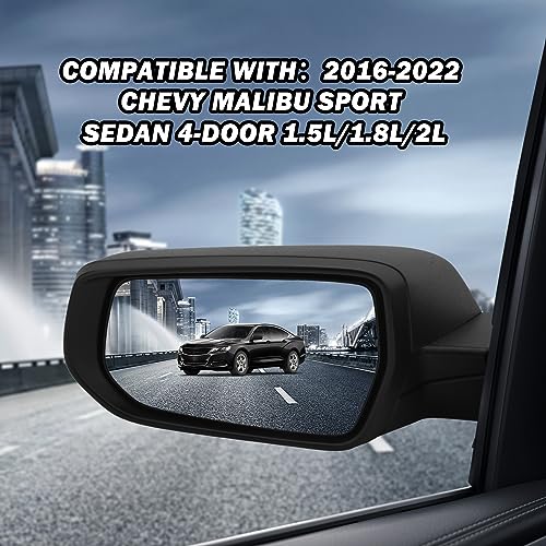 Driver Side View Mirror Compatible with Chevy Malibu 2016 2017 2018 2019 2020 2021 2022 Non Heated Without Signal Light Manual Folding LH - color: 3Pins-Textured Black, size: Left Driver Side