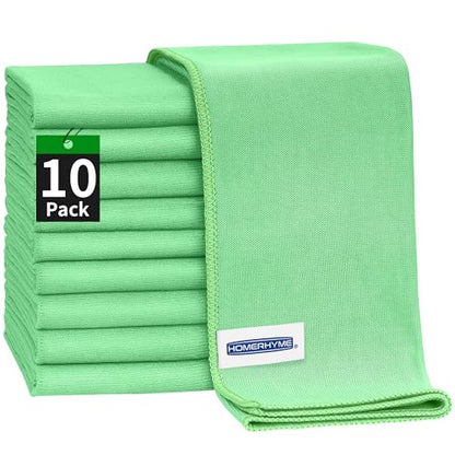 Microfiber Cleaning Cloth, 10 Pack Glasses Cleaning Cloth, 16" ×14" Window Cleaning Rags, Streak Free Lint Free Polishing Cloths Wipes for Eye Glass Stainless Steel Windshield, Sage Green - color: Sage Green, size: 10 Pk-16" X 14"