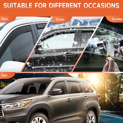 in-Channel Rain Guards Compatible with Toyota Highlander 2014 2015 2016 2017 2018 2019, Durable Side Windows Rain Guard, Wind Deflectors, Window Deflectors Black 4 PCS - size: 2014-2019 Toyota Highlander (In-Channel)