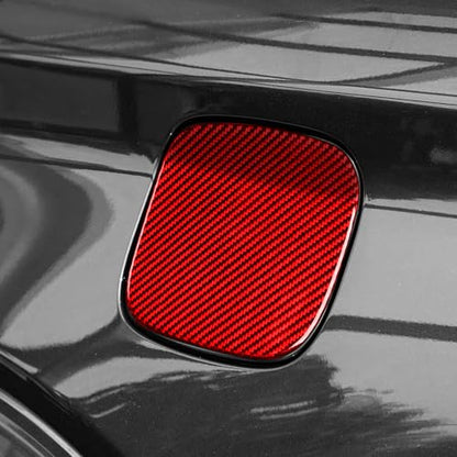 Real Red Carbon Fiber Car Fuel Tank Cap Gas Cap Switch Panel Soft Sticker Auto Exterior Trim Compatible with Ford Explorer(U625) XLT/Limited/ST/Platinum/Platinum Hybrid 2020 2021 2022 2023 - color: Fuel Tank Cap