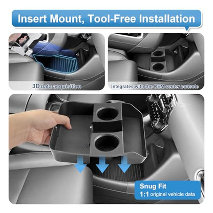 2026 Palisade Center Console Organizer Lower for Hyundai Palisade (Only fit 7-Seater), Durable ABS Plastic Console Tray Insert/with Water Bottle Holder 2026 Palisade Accessories - color: Black (1pcs Lower)
