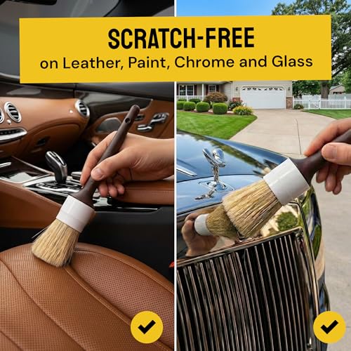 Detail Dudes Soft Boar Hair Car Detailing Brush Set - 6-Pack - Scratch-Free Soft Bristle Cleaning Brushes - Reaches Tight Spots & Interior Car Cleaning Kit - Ergonomic & Durable Detailing Supplies - size: 6 Pack(Advanced)