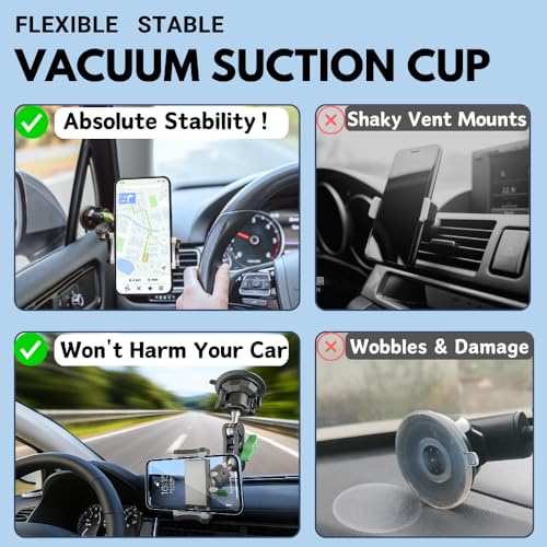 Suction Cup Phone Mount, Ultra-Stable Phone Holder for Vlog Shooting, 360 Rotation for Windshield, Roof Glass, Car Window, Fit for All Smartphones - style: Standard