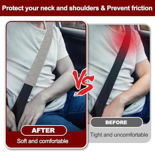 HARFINGTON 2pcs Shoulder Strap Cushions 29.5 Inch Car Seat Belt Pads Cover Auto Seatbelt Strap Shoulder Pad Automotive Seat Belt Cushion Pad for Auto SUV Truck, Grey - color: Grey, size: 29.5 Inch