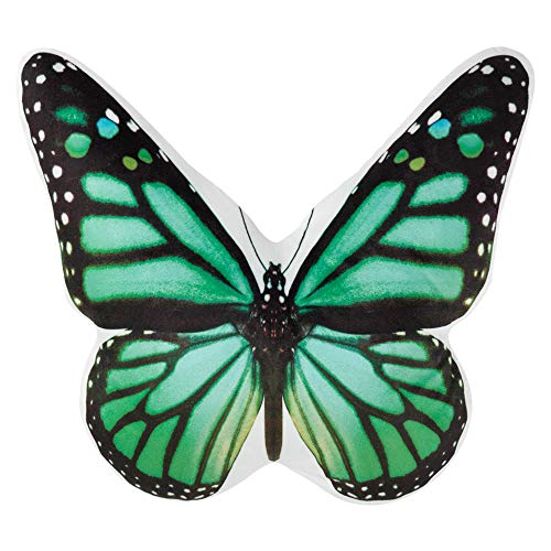 JWH 3D Butterfly Pillow Decorative Animal Throw Pillow Aesthetic Stuffed Plush Accent Pillow Case Colorful Pillowcase Cute Cushion Bed Couch Bedroom 13x15 Inch Black Green - color: Green Butterfly