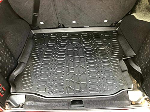Cargo Liner - Trunk Mat for Jeep Wrangler 2007-2018 – Weather-Resistant Trunk Mats for Cars with Raised Lip – Non-Slip Car Trunk Mat Rubber – Easy to Install – Laser Pre-Cut Design