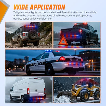Nilight 60 Inch Emergency Strobe Light Strips with Controller, 384LED Flashing Warning Hazard Safety Rear Window Tailgate Lights for Truck Trailer Construction Plow Pickup Tow SUV Vehicles, Red Blue - color: 60" Tailgte Strobe w/ Controller Red Blue