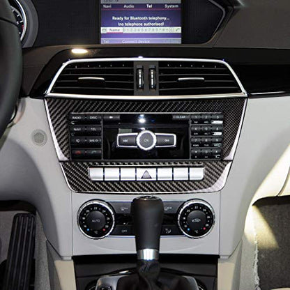 NVCNX Carbon Fiber Compatible with Mercedes-Benz C-Class W204 C250 C300 C350 C63 AMG 2012 2013 2014 Sedan / 2012-2015 Coupe Accessories Car Dash CD Radio Panel Cover Sticker Decal Interior Trim A 2PCs - color: Dash Infotainment System Panel Trim A - for 2