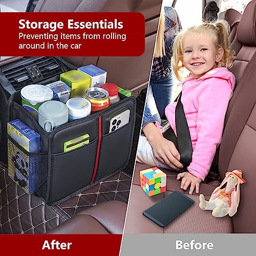 Hanging Car Seat Organizer Backseat Car Organizer - Premium PU Leather Car Backseat Organizer Road Trip Essentials, Multifunction Car Seat Back Organizer for Kids & Adults (Black) - style: Open-Top