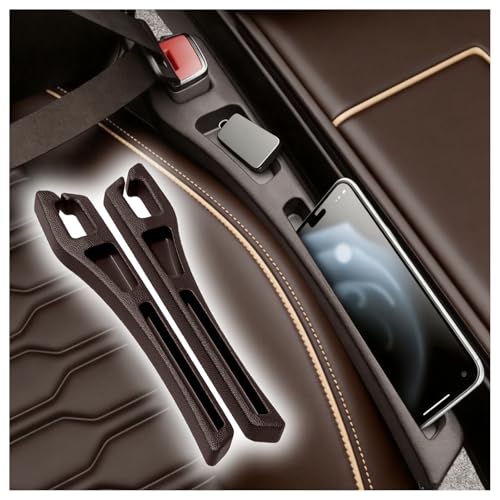 Junecarp 2PCS 2-in-1 Car Seat Gap Filler Organizer with Storage Slots,No Drop Car Gap Seat Filler for Storing Items,Universal in Between Cars Seats Catcher Cars Interior Accessories (Brown) - color: Brown