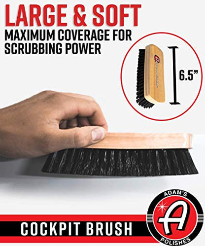 Adam's Polishes Cockpit Detailing Brush - Car Cleaning Brush | Scrub Brush for Interior Leather Cleaner Carpet Upholstery Fabric Shoe Sofa Shower Bathroom Pet | Car Wash Kit - Car Cleaning Supplies - size: Full-Size