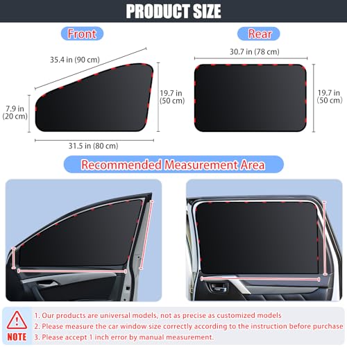 ZATOOTO Car Window Shades - 4 Pack Car Window Covers 99% UV Light Block Side Window Sun Shade Magnetic Curtains Keeps Cooler Privacy for Breastfeeding Taking a nap Camping - color: Black