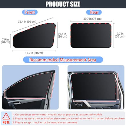 ZATOOTO Car Window Shades - 4 Pack Car Window Covers 99% UV Light Block Side Window Sun Shade Magnetic Curtains Keeps Cooler Privacy for Breastfeeding Taking a nap Camping - color: Black